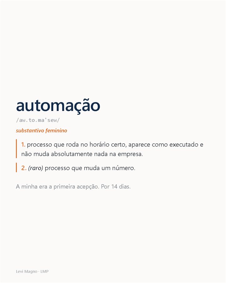 Post: dicionário de automação